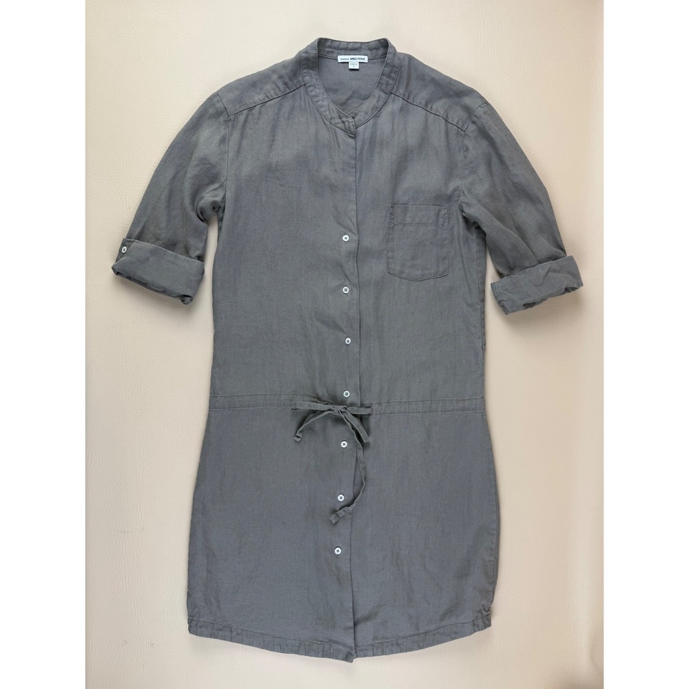 Coastal Linen Shirt Dress Drawstring Waist Size 2 James Perse